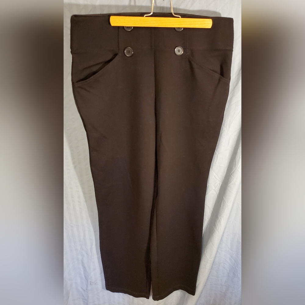Max Studio Comfy Stretchy Pants with Pockets, Size Large Black